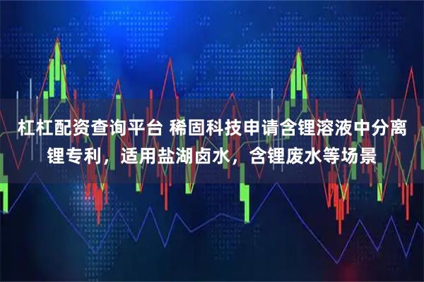 杠杠配资查询平台 稀固科技申请含锂溶液中分离锂专利，适用盐湖卤水，含锂废水等场景